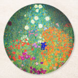 Gustav Klimt Flower Garden Ronde Kartonnen Onderzetter<br><div class="desc">Papieren Onderzetters met olieverfschilderij van Gustav Klimt Flower Garden (1906). Een prachtige tuin van paarse,  rode,  witte,  blauwe en oranje bloemen. Een groot geschenk voor fans van Art Nouveau en Oostenrijkse kunst.</div>
