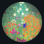 Gustav Klimt Flower Garden Ronde Sticker<br><div class="desc">Stickers met olieverf van Gustav Klimt Flower Garden (1906). Een prachtige tuin van paarse,  rode,  witte,  blauwe en oranje bloemen. Een groot geschenk voor fans van Art Nouveau en Oostenrijkse kunst.</div>