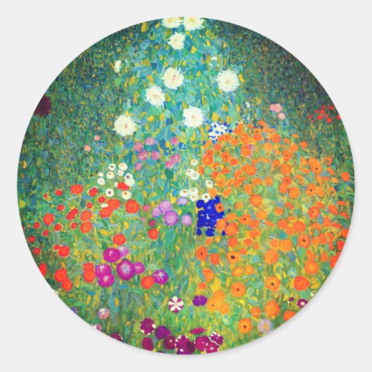 Gustav Klimt Flower Garden Ronde Sticker (Voorkant)