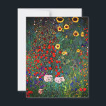 Gustav Klimt Flower Garden Save The Date<br><div class="desc">Kaart met Boerderij van het olieverfschilderij van Gustav Klimt Garden met zonnebloemen (1907). Een prachtige tuin van zonnebloemen en voortreffelijke blauwe,  rode,  paarse,  roze en witte bloemen. Een groot geschenk voor fans van Art Nouveau en Oostenrijkse kunst.</div>