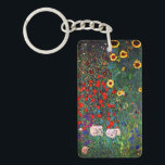 Gustav Klimt Flower Garden Sleutelhanger<br><div class="desc">Sleutelhanger met Boerderij van het olieverfschilderij van Gustav Klimt Garden met zonnebloemen (1907). Een prachtige tuin van zonnebloemen en voortreffelijke blauwe,  rode,  paarse,  roze en witte bloemen. Een groot geschenk voor fans van Art Nouveau en Oostenrijkse kunst.</div>