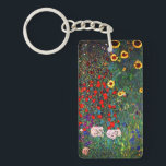 Gustav Klimt Flower Garden Sleutelhanger<br><div class="desc">Sleutelhanger met Boerderij van het olieverfschilderij van Gustav Klimt Garden met zonnebloemen (1907). Een prachtige tuin van zonnebloemen en voortreffelijke blauwe,  rode,  paarse,  roze en witte bloemen. Een groot geschenk voor fans van Art Nouveau en Oostenrijkse kunst.</div>