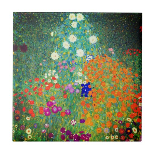 Gustav Klimt Flower Garden Tegeltje (Voorkant)