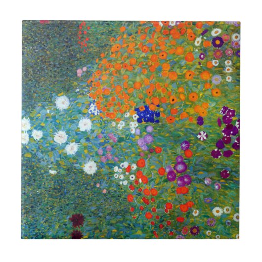 Gustav Klimt Flower Garden Tegeltje (Voorkant)