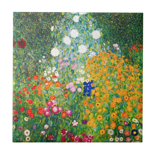 Gustav Klimt Flower Garden Tile Tegeltje (Voorkant)