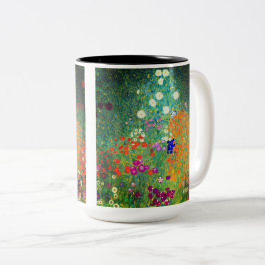 Gustav Klimt Flower Garden Tweekleurige Koffiemok (Voorkant rechts)