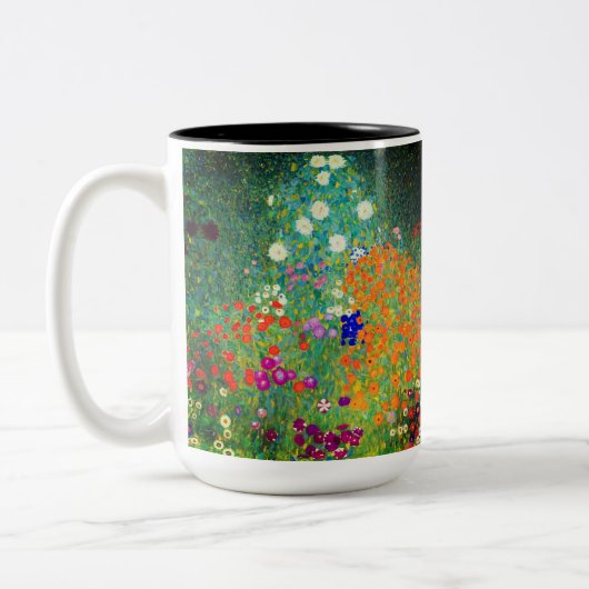 Gustav Klimt Flower Garden Tweekleurige Koffiemok (Links)