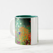 Gustav Klimt Flower Garden Tweekleurige Koffiemok (Voorkant links)