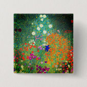 Gustav Klimt Flower Garden Vierkante Button 5,1 Cm (Voorkant)