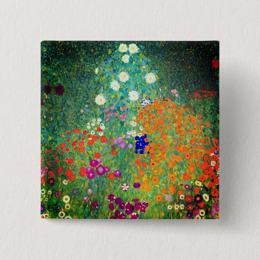 Gustav Klimt Flower Garden Vierkante Button 5,1 Cm (Voorkant)