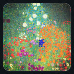 Gustav Klimt Flower Garden Vierkante Sticker<br><div class="desc">Stickers met olieverf van Gustav Klimt Flower Garden (1906). Een prachtige tuin van paarse,  rode,  witte,  blauwe en oranje bloemen. Een groot geschenk voor fans van Art Nouveau en Oostenrijkse kunst.</div>