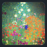 Gustav Klimt Flower Garden Vierkante Sticker<br><div class="desc">Stickers met olieverf van Gustav Klimt Flower Garden (1906). Een prachtige tuin van paarse,  rode,  witte,  blauwe en oranje bloemen. Een groot geschenk voor fans van Art Nouveau en Oostenrijkse kunst.</div>