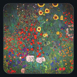 Gustav Klimt Flower Garden Vierkante Sticker<br><div class="desc">Stickers met Boerderij van het olieverfschilderij van Gustav Klimt Garden met zonnebloemen (1907). Een prachtige tuin van zonnebloemen en voortreffelijke blauwe,  rode,  paarse,  roze en witte bloemen. Een groot geschenk voor fans van Art Nouveau en Oostenrijkse kunst.</div>
