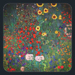 Gustav Klimt Flower Garden Vierkante Sticker<br><div class="desc">Stickers met Boerderij van het olieverfschilderij van Gustav Klimt Garden met zonnebloemen (1907). Een prachtige tuin van zonnebloemen en voortreffelijke blauwe,  rode,  paarse,  roze en witte bloemen. Een groot geschenk voor fans van Art Nouveau en Oostenrijkse kunst.</div>