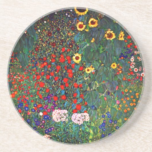 Gustav Klimt Flower Garden Zandsteen Onderzetter (Voorkant)