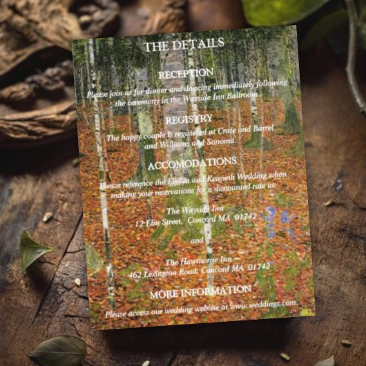 Gustav Klimt Forest Natuur Wedding Details Informatiekaartje