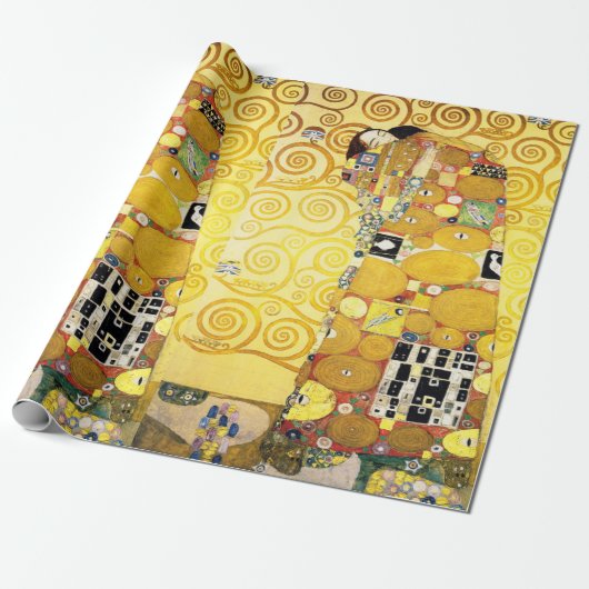 Gustav Klimt Fulfillment Lovers Fine Art Cadeaupapier (Uitgerold)