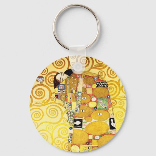 Gustav Klimt Fulfillment Lovers Fine Art Sleutelhanger (Voorkant)