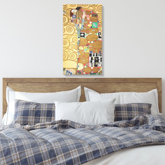 Gustav Klimt - Fulfillment, Stoclet Frieze Canvas Afdruk (Insitu (Slaapkamer))