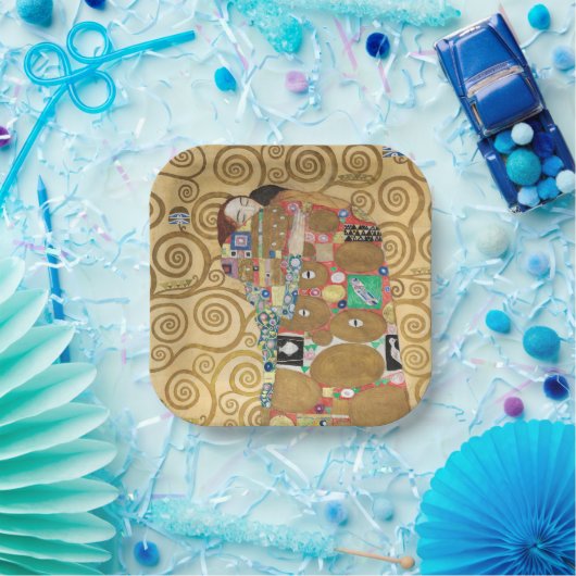 Gustav Klimt - Fulfillment, Stoclet Frieze Papieren Bordje (Feest)