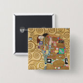 Gustav Klimt - Fulfillment, Stoclet Frieze Vierkante Button 5,1 Cm (Voorkant /achterkant)
