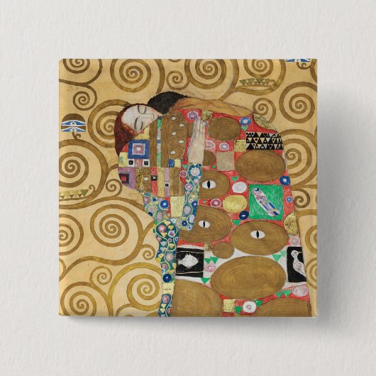 Gustav Klimt - Fulfillment, Stoclet Frieze Vierkante Button 5,1 Cm (Voorkant)