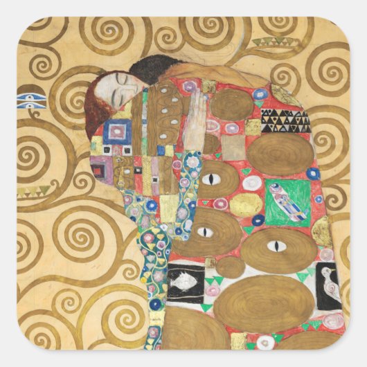 Gustav Klimt - Fulfillment, Stoclet Frieze Vierkante Sticker (Voorkant)