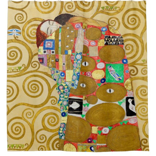 Gustav Klimt Fulfilment Nouveau Paar Douchegordijn (Voorkant)
