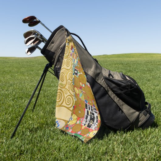 Gustav Klimt Fulfilment Nouveau Paar Golfhanddoek (Groen)
