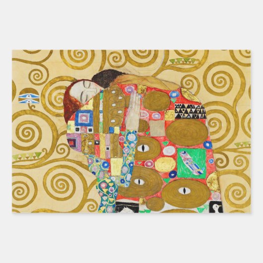 Gustav Klimt Fulfilment Nouveau Paar Inpakpapier Vel (Voorkant)