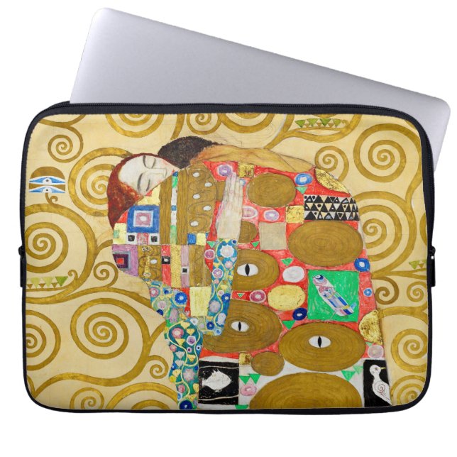 Gustav Klimt Fulfilment Nouveau Paar Laptop Sleeve (Voorkant)