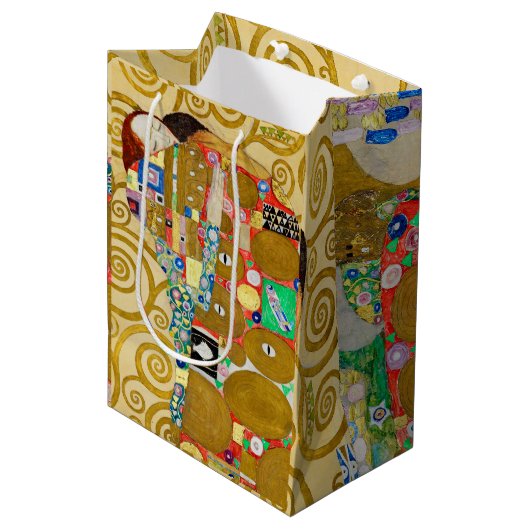 Gustav Klimt Fulfilment Nouveau Paar Medium Cadeauzakje (Voorkant Gekanteld)