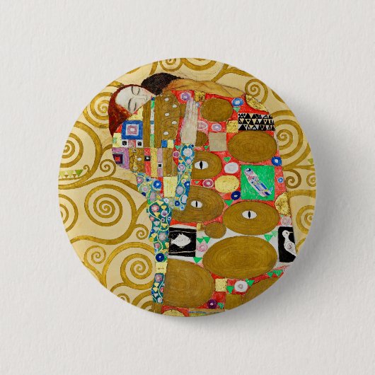 Gustav Klimt Fulfilment Nouveau Paar Ronde Button 5,7 Cm (Voorkant)