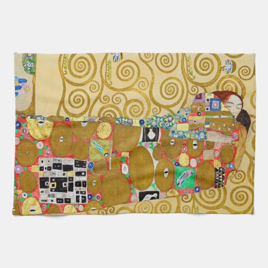 Gustav Klimt Fulfilment Nouveau Paar Theedoek (Horizontaal)