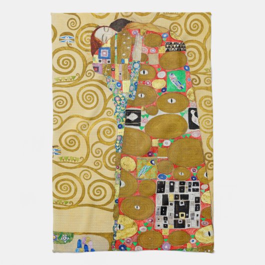 Gustav Klimt Fulfilment Nouveau Paar Theedoek (Verticaal)