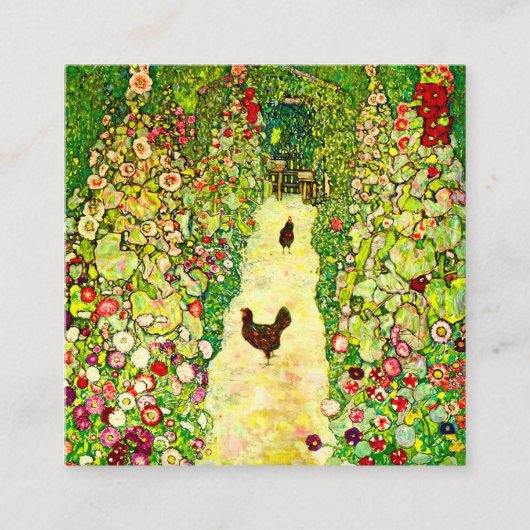 Gustav Klimt Garden met kippen Informatiekaartje (Voorkant)