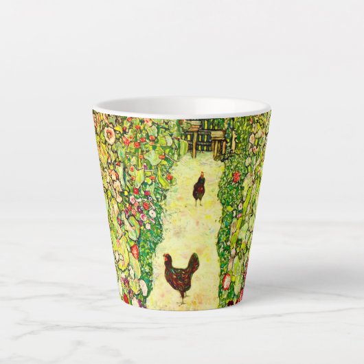 Gustav Klimt Garden met kippen Latte Mok (Voorkant)