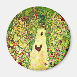 Gustav Klimt Garden met kippen Magneet
