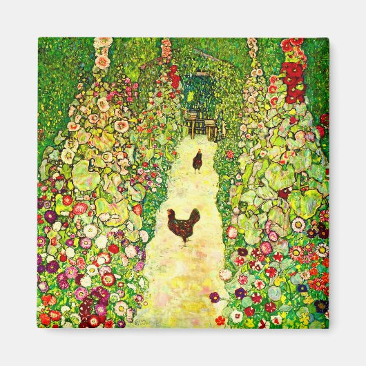 Gustav Klimt Garden met kippen Magneet (Voorkant)