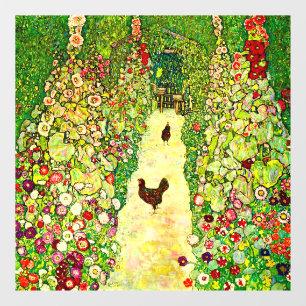 Gustav Klimt Garden met kippen Raamsticker