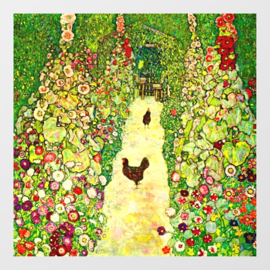 Gustav Klimt Garden met kippen Raamsticker (Vel)