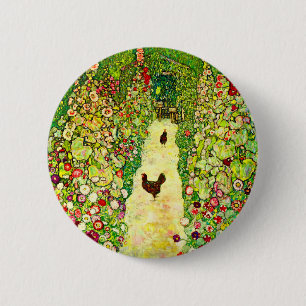 Gustav Klimt Garden met kippen Ronde Button 5,7 Cm