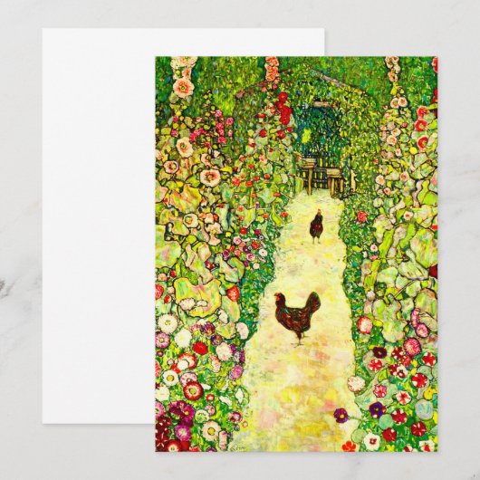 Gustav Klimt Garden met kippen Save The Date (Voorkant / Achterkant)