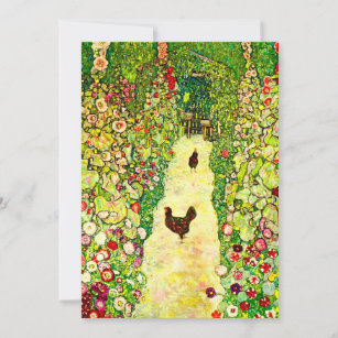 Gustav Klimt Garden met kippen Save The Date