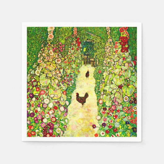 Gustav Klimt Garden met kippen Servet (Voorkant)