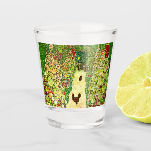 Gustav Klimt Garden met kippen Shot Glas (Voorkant)