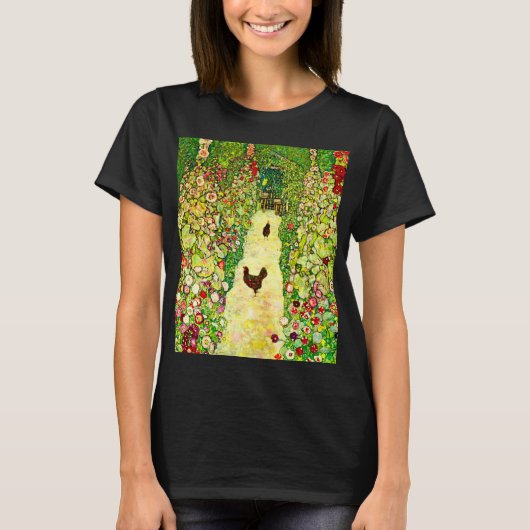 Gustav Klimt Garden met kippen T-shirt (Voorkant)