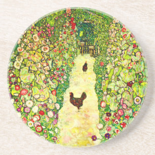 Gustav Klimt Garden met kippen Zandsteen Onderzetter