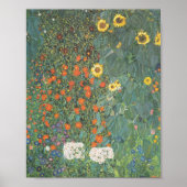 Gustav Klimt Garden met zonnebloemen Poster (Voorkant)