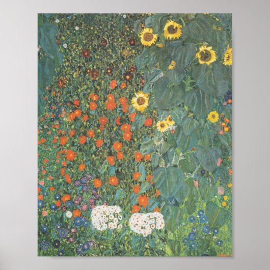 Gustav Klimt Garden met zonnebloemen Poster (Voorkant)